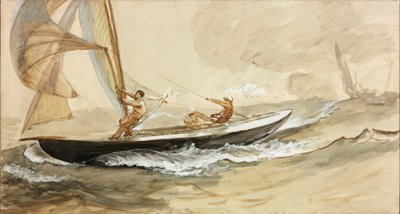 Studie závodní jachty (barva karoserie a akvarel na papíře) od Charles Napier Hemy