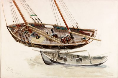 Dvě studie trawleru (bc, tužka a wc na papíře) od Charles Napier Hemy