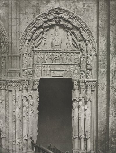 Katedrála v Chartres: Pravé dveře královského portálu s Pannou Marií z Chartres, 1857. od Charles Nègre