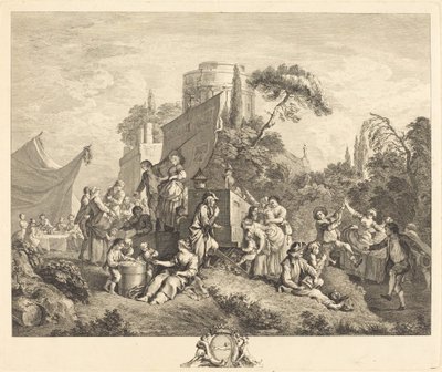 Vesnická pouť od Charles Nicolas Cochin I after François Boucher