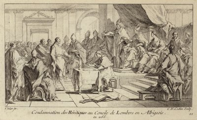 Odsouzení Katarů jako heretiků na koncilu v Lombers ve Francii od Charles Nicolas II Cochin