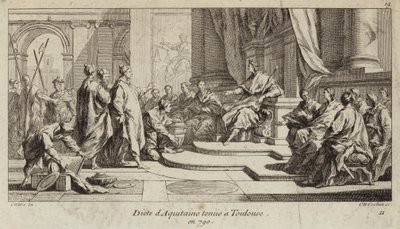 Diet of Aquitaine se konal v Toulouse, 790 (rytina) od Charles Nicolas II Cochin