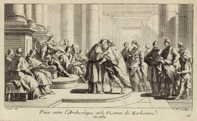 Mír mezi biskupem a vikomtem z Narbonne od Charles Nicolas II Cochin