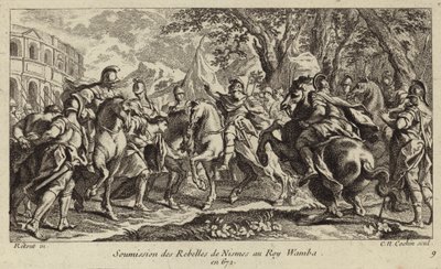 Podřízení rebelů z Nimes Wambě, králi Vizigótů, 672 od Charles Nicolas II Cochin