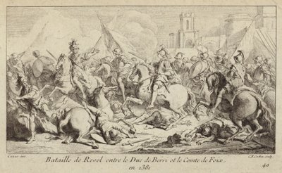 Armády vévody z Berry a hraběte z Foix bojující v bitvě u Revelu ve Francii od Charles Nicolas II Cochin