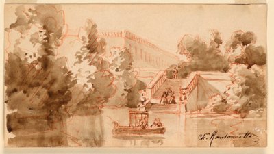 Imaginární pohled na hrad Vaux-le-Vicomte od Charles Nicolas Ransonnette