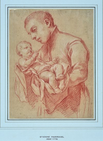 Mladí řeholníci drží dítě (kresba) od Charles Parrocel