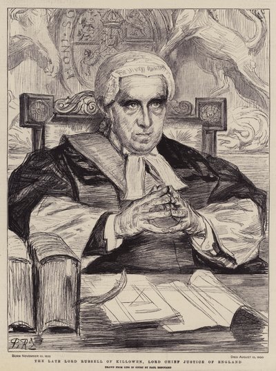 Zesnulý lord Russell z Killowenu, lord hlavní soudce Anglie (litho) od Charles Paul (after) Renouard
