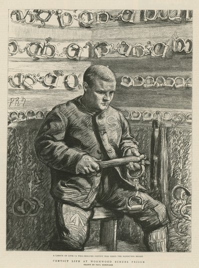 Život odsouzeného ve věznici Wormwood Scrubs (rytina) od Charles Paul Renouard