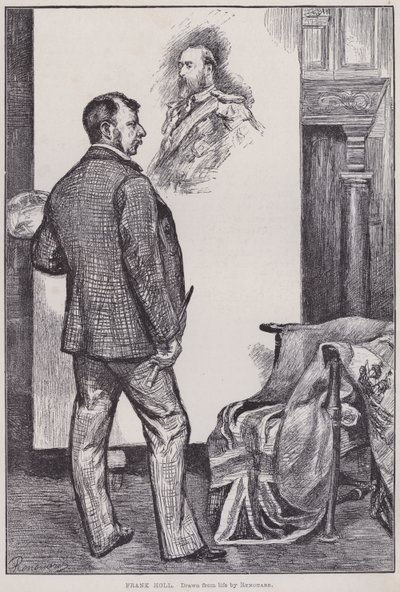 Frank Holl, malba ve svém ateliéru (rytina) od Charles Paul Renouard