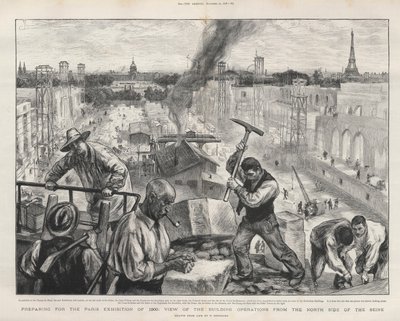 Příprava na pařížskou výstavu 1900: pohled na stavební operace ze severní strany Seiny. od Charles Paul Renouard