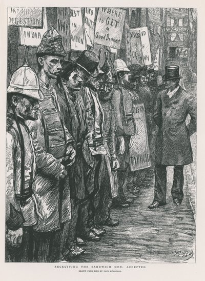 Recruiting the Sandwich Men (rytina) od Charles Paul Renouard