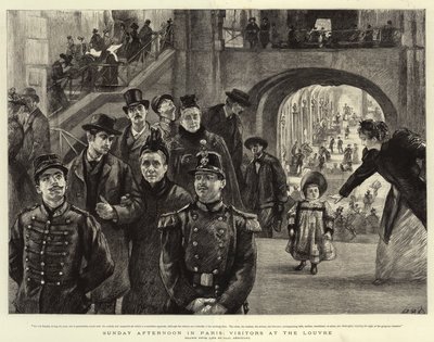 Nedělní odpoledne v Paříži, návštěvníci Louvru od Charles Paul Renouard