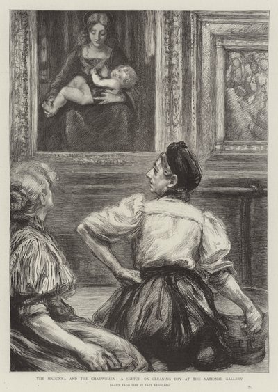 Madonna a čarodějnice, skica na úklidový den v Národní galerii od Charles Paul Renouard