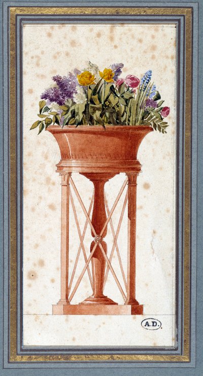 Projekt mahagonové zahrady od Charlese Perciera (1764-1836), architekta a dekoratéra. Vodové barvy. Paříž. dekorativní umění od Charles Percier
