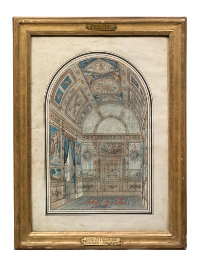 Pokoj v Casa del Labrador, Královský palác Aranjuez (pero, inkoust a wc na papíře) od Charles Percier