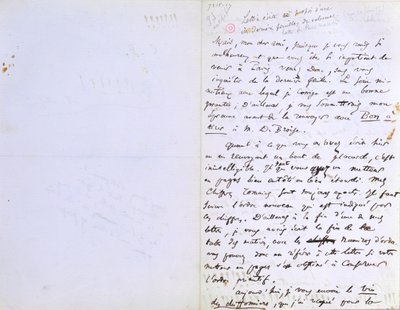 2. strana dopisu Baudelairovu editoru Auguste Poulet-Malassis (1825-78) ohledně vydání „Les Fleurs du Mal“ c. 20. února 1857 (pero a inkoust na papíře) od Charles Pierre Baudelaire