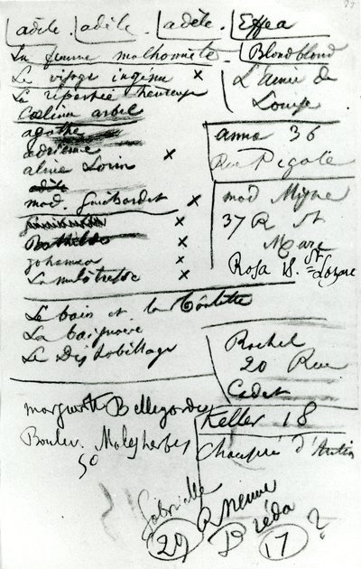 Stránka sešitu (tužka na papíře) (černobílá fotografie) od Charles Pierre Baudelaire