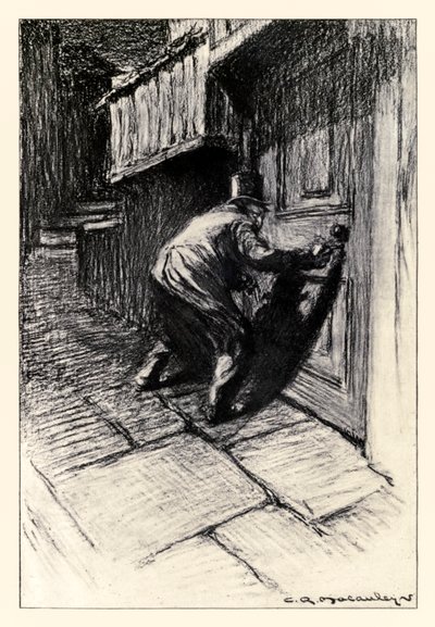 Frontispis The Door z filmu Podivný případ doktora Jekylla a pana Hyda od Roberta Louise Stevensona (1850-1894) ilustrovaný Charlesem Raymondem Macauleyem (1871-1934) od Charles Raymond Macauley