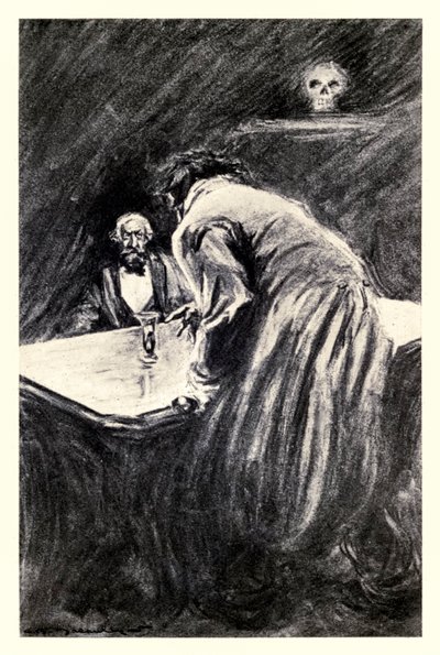 Dovolíte mi vzít tuto sklenici do ruky“ z „Podivného případu doktora Jekylla a pana Hyda“ od Roberta Louise Stevensona (1850-1894) ilustrovaného Charlesem Raymondem Macauleyem (1871-1934) od Charles Raymond Macauley