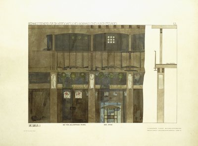 Vstupní hala, kolem roku 1901 (barevná litografie) od Charles Rennie (after) Mackintosh