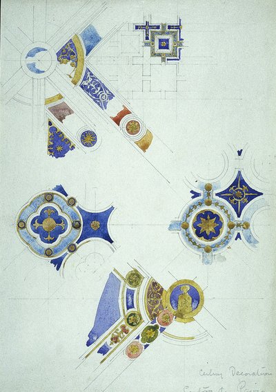 Stropní dekorace, Certosa di Pavia, 1891 (tužka a akvarel na papíře) od Charles Rennie Mackintosh