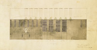Design na stěnu, stůl a dveře, 1905 (wc přes pero a inkoust na papíře) od Charles Rennie Mackintosh
