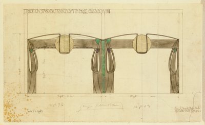 Návrh výstavního stánku pro Francise Smithe, použitý na výstavě v Glasgow, zobrazený v nadmořské výšce, 1901 od Charles Rennie Mackintosh