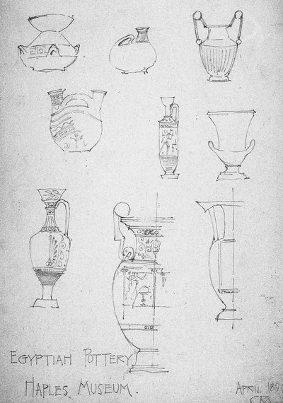 Egyptská keramika, Neapolské muzeum, 1891 od Charles Rennie Mackintosh