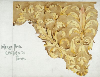 Intarsia Panel, Certosa di Pavia, 1891 (tužka a akvarel na papíře) od Charles Rennie Mackintosh