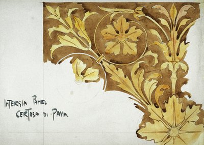Intarsia Panel, Certosa di Pavia, 1891 (tužka a akvarel na papíře) od Charles Rennie Mackintosh