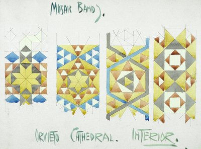 Mosaic Bands, Orvieto Cathedral, Interior, 1891 (tužka a akvarel na papíře) od Charles Rennie Mackintosh