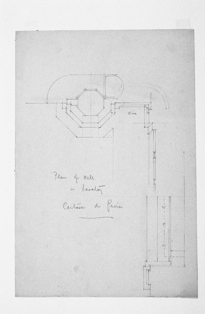 Plán studny v záchodě, Certosa di Pavia, 1891 od Charles Rennie Mackintosh