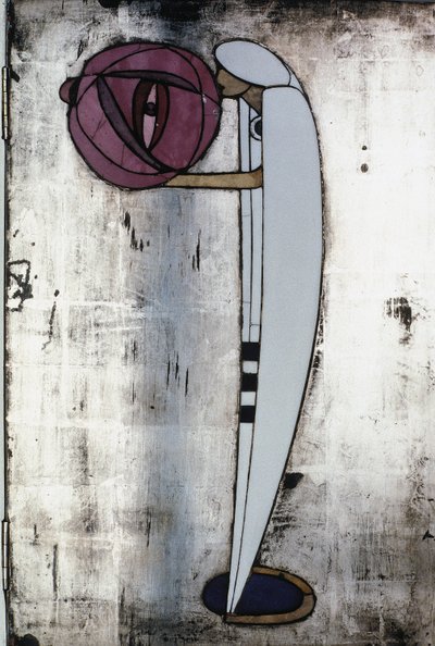 Bílá skříň navržená pro paní Rowat, 1902 (dřevo, vitráže, smalt) od Charles Rennie Mackintosh