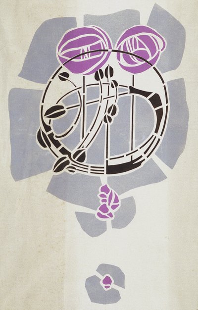 Moderní reprodukce z originální šablony Mackintosh pro nástěnnou dekoraci, motiv růže, 1902 (barva plakátu na kazetovém papíru) od Charles Rennie Mackintosh