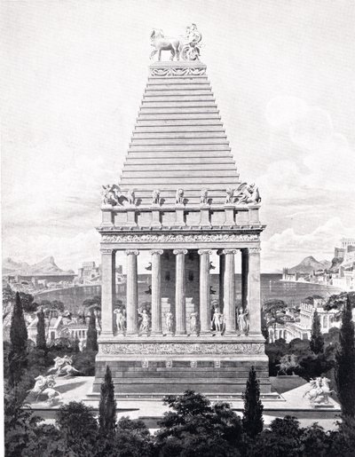 Původní mauzoleum, ilustrace z „Hutchinsonových dějin národů“ od Charles Robert Cockerell