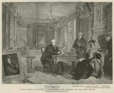 Rodinný obrázek - knihovna Holland House od Charles Robert Leslie