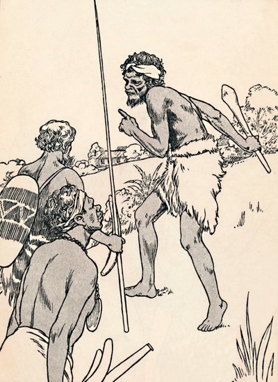 Domorodí muži se blíží k farmě osadníků, 1912 od Charles Robinson