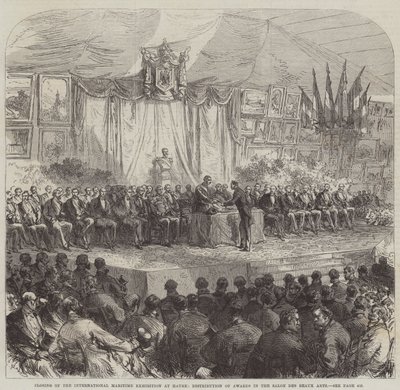 Ukončení mezinárodní námořní výstavy v Havru, předání cen v Salon des Beaux Arts od Sir John Charles Robinson