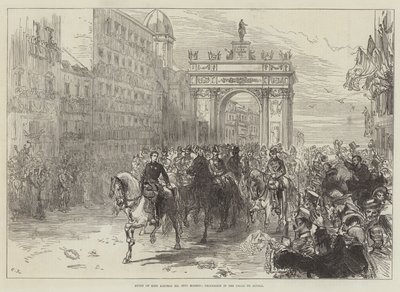 Vstup krále Alfonsa XII. do Madridu, procesí v Calle de Alcala od Sir John Charles Robinson