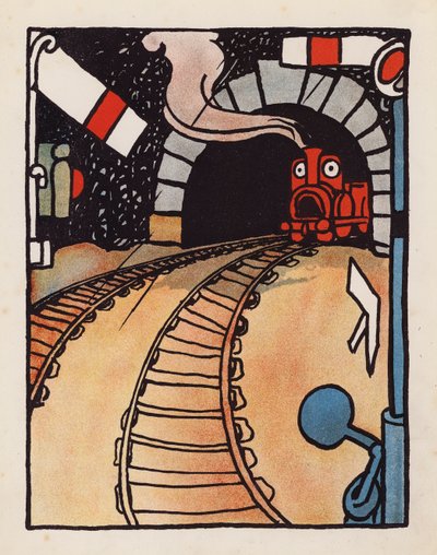 Nesmysl: Motor se bojí vyjet v dešti (barevná litografie) od Charles Robinson