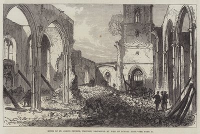 Ruiny kostela svatého Jana, Croydon, zničené požárem minulou neděli od Sir John Charles Robinson