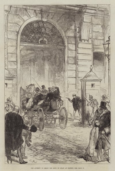 Pokus o zastřelení španělského krále v Madridu od Sir John Charles Robinson