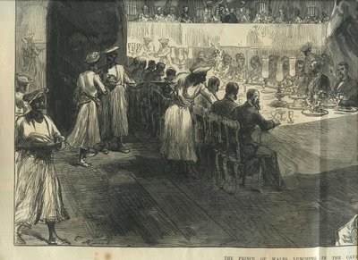 Princ z Walesu na obědě v jeskyních Elephanta od Charles Robinson