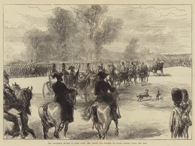 Dobrovolnická recenze v Hyde Parku, princ a princezna z Walesu projíždějící podél linie od Sir John Charles Robinson