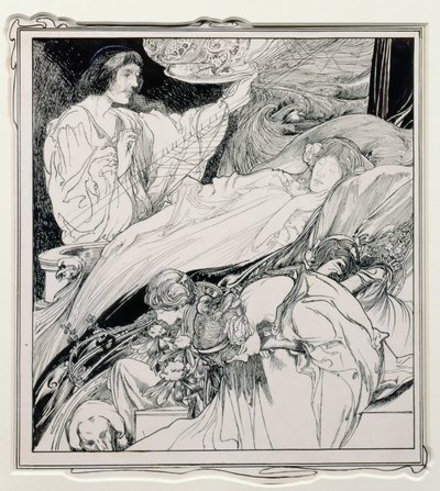 There She Lay, Looking So Beautiful, ilustrace z Briar Rose, The True Annals of Fairyland - The Reign of King Herla, pub. od J.M. Dent & Co. Ltd., 1900 od Charles Robinson