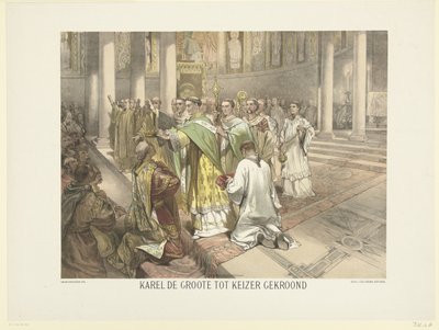 Karel Veliký korunován císařem, 800 Karel Veliký korunovaný císařem (titul na předmětu) Série 24 holandských historických desek, pro školu a domov (název série) od Charles Rochussen