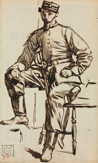 Charles Keene jako dobrovolník. od Charles Samuel Keene