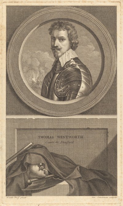 Thomas Wentworth, hrabě de Strafford od Charles Simonneau after Adriaen van der Werff after Sir Anthony van Dyck
