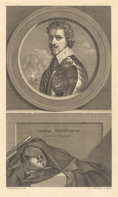 Thomas Wentworth, hrabě ze Straffordu od Charles Simonneau after Adriaen van der Werff after Sir Anthony van Dyck